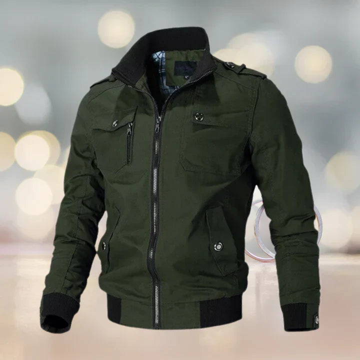 Stehkragenjacke mit mehreren Taschen für Herren