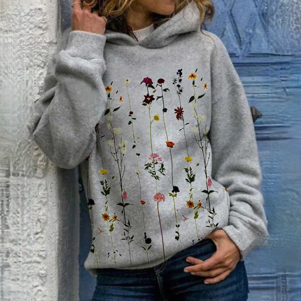 Gemütlicher Hoodie mit Blumenmuster für Damen