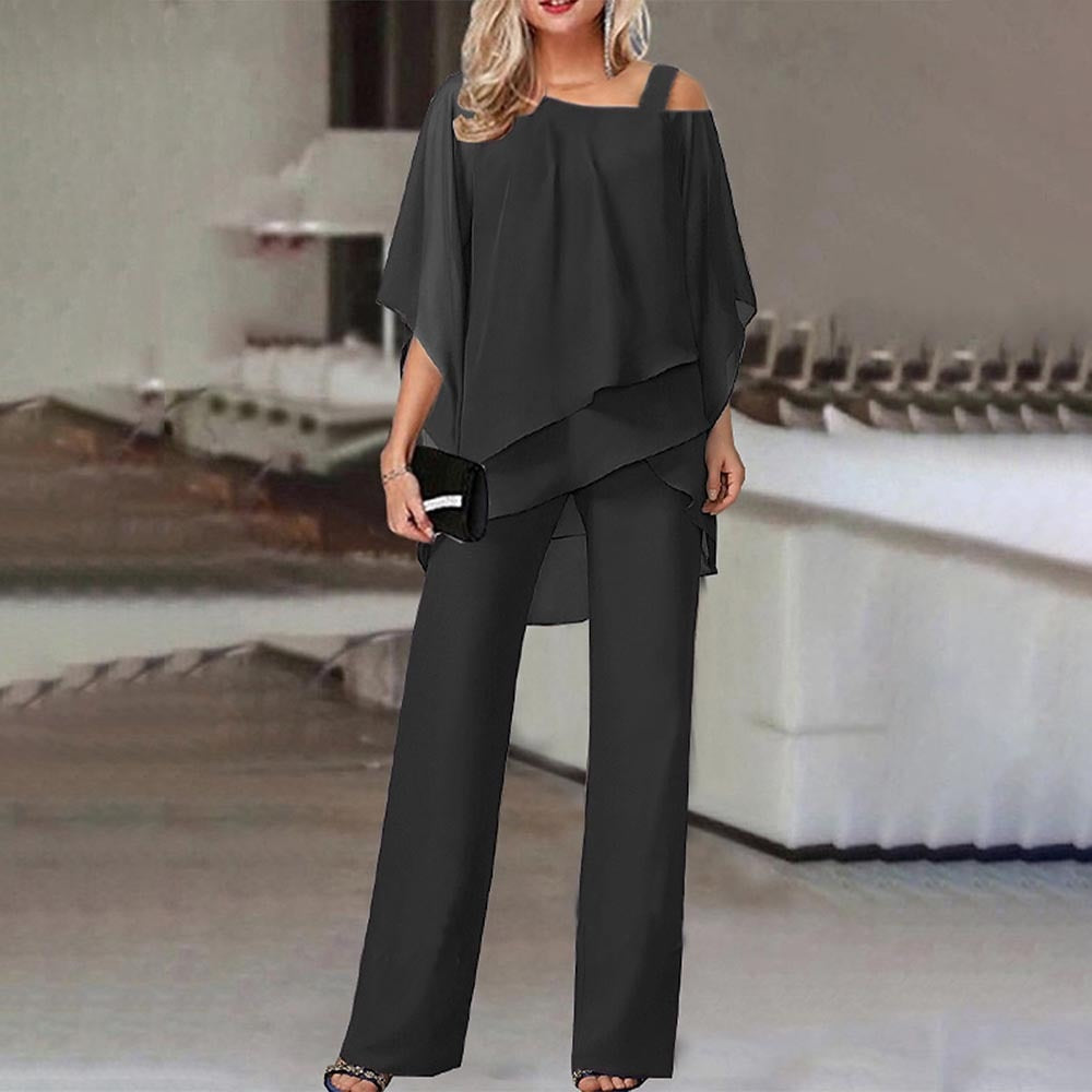 Zweiteiliger Jumpsuit mit schulterfreier Bluse