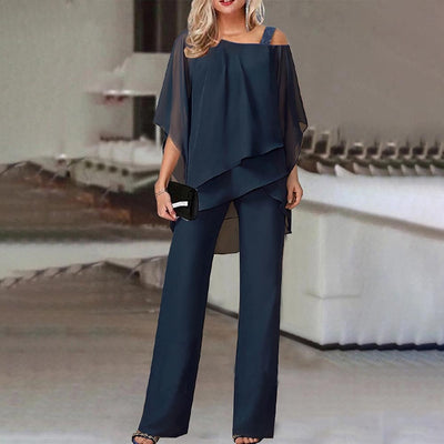 Zweiteiliger Jumpsuit mit schulterfreier Bluse