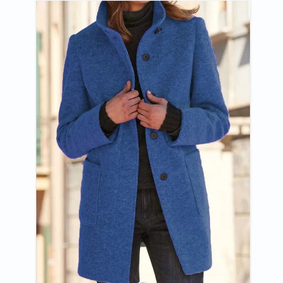 Winterjacke Damen Wintermantel | Lang Mit Knöpfen und Taschen