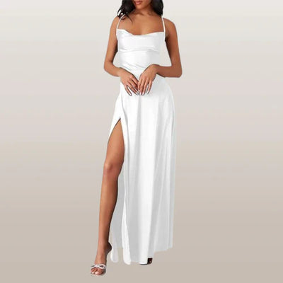 Elegantes Damen Kleid Mit Hohem Schlitz | Maxi