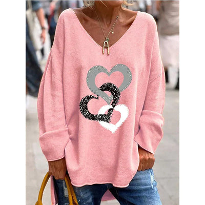 Übergroßer Pullover mit Herz-Print für Damen