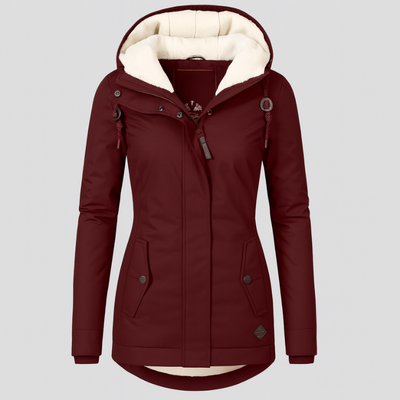 Winterjacke für Damen mit Kapuze und kuscheligem Futter – lange Ärmel