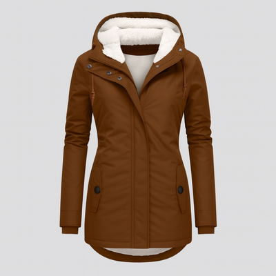 Winterjacke für Damen mit Kapuze und kuscheligem Futter – lange Ärmel