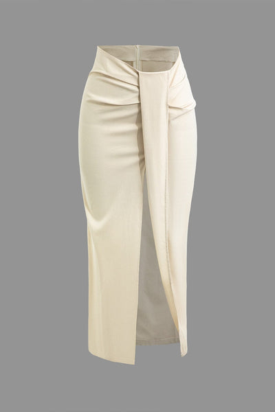 Fridoline | Eleganter Midirock mit Wickeloptik, Drapierung und hohem Schlitz