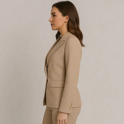 Damen Anzug Set Zweireihig Slim Fit Blazer & Hose