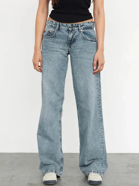 Damen Baggy Jeans mit niedrigem Schnitt und weiter Passform