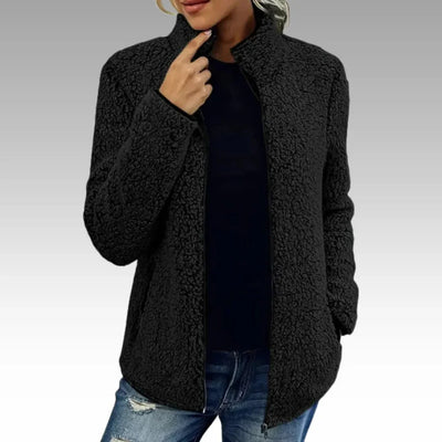Damen Fleecejacke mit Reißverschluss und Stehkragen