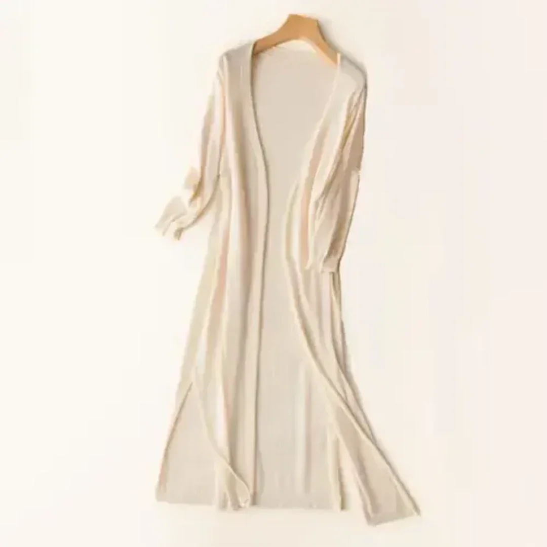 Damen Lange Offene Strickjacke mit Langarm