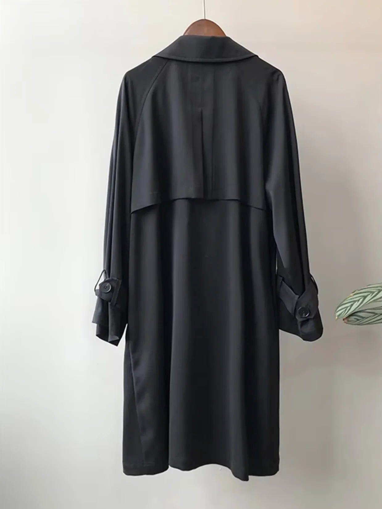 Damen Langer Trenchcoat mit Gürtel und Knopfleiste