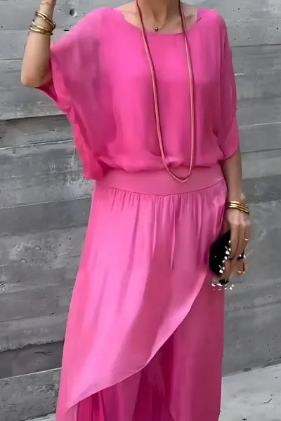 Damen Set mit weitem Oberteil und asymmetrischer Hose