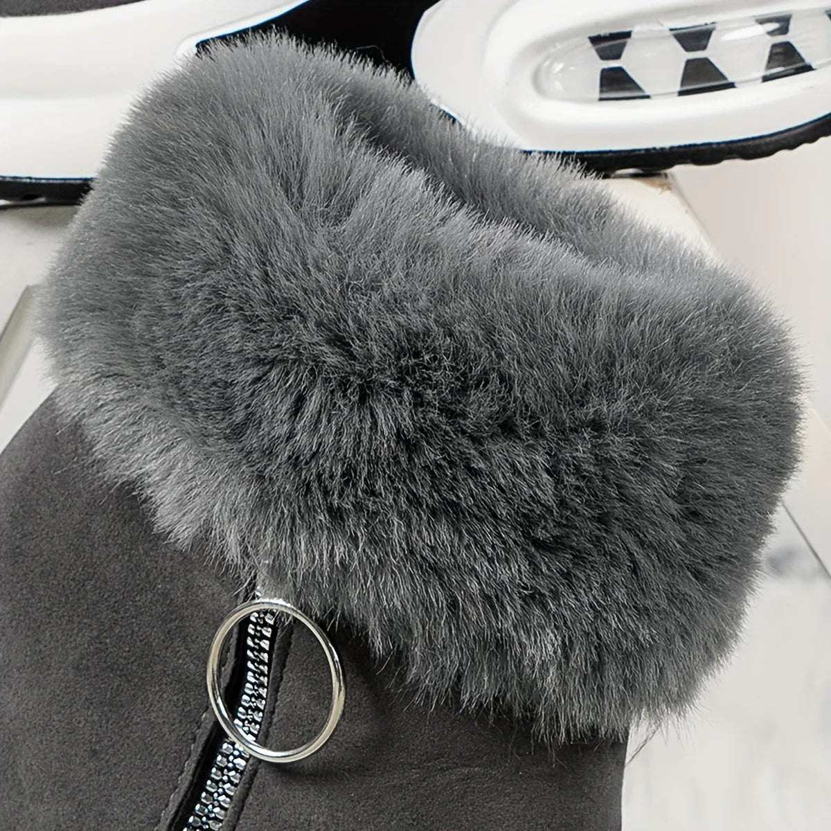 Damen Winter Sneakers mit seitlichem Reißverschluss und Plüschfutter