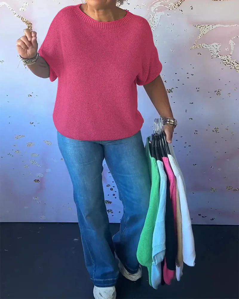 Damen Strickoberteil mit lockerer Passform und Rundhals