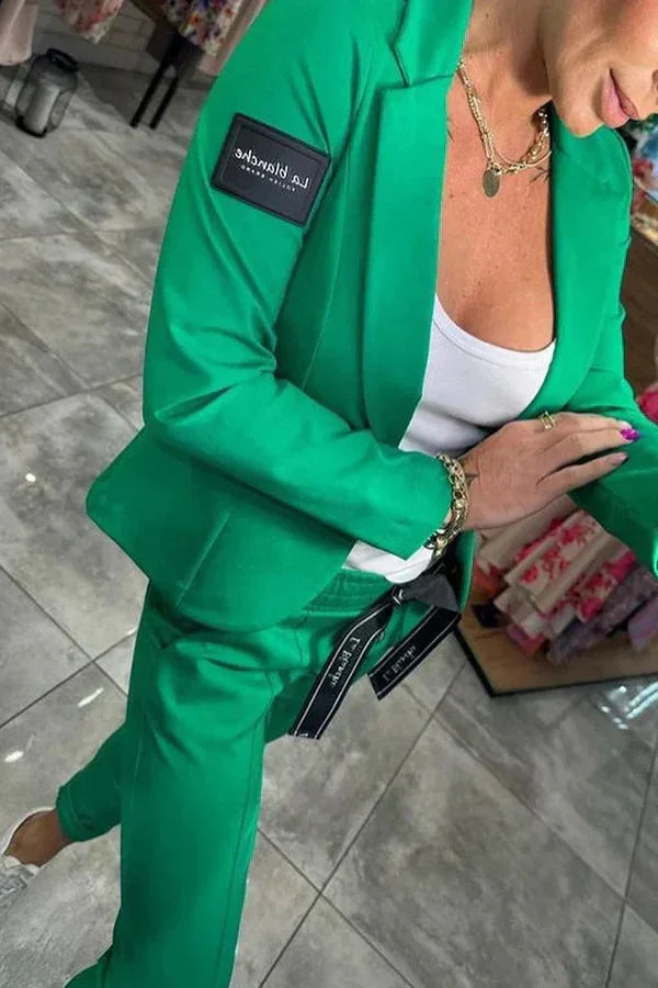 Damen Zweiteiler Anzug mit Joggerhose und Blazer für Alltag