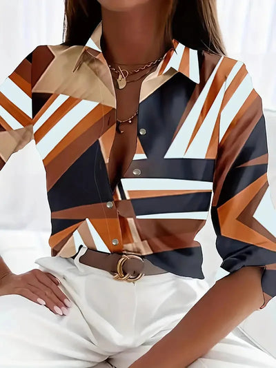 Damen Bluse mit Blattmuster und Dreiviertelärmeln