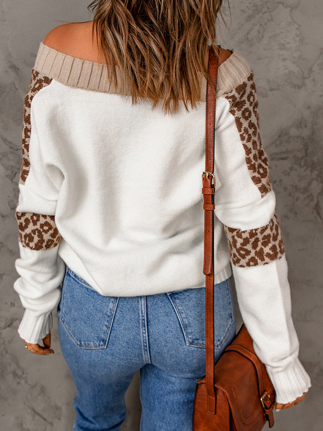 Leopard Off-Shoulder Pullover für Damen