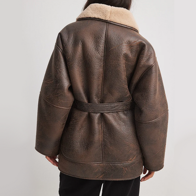 Damen Winterjacke mit Gürtel und Futter