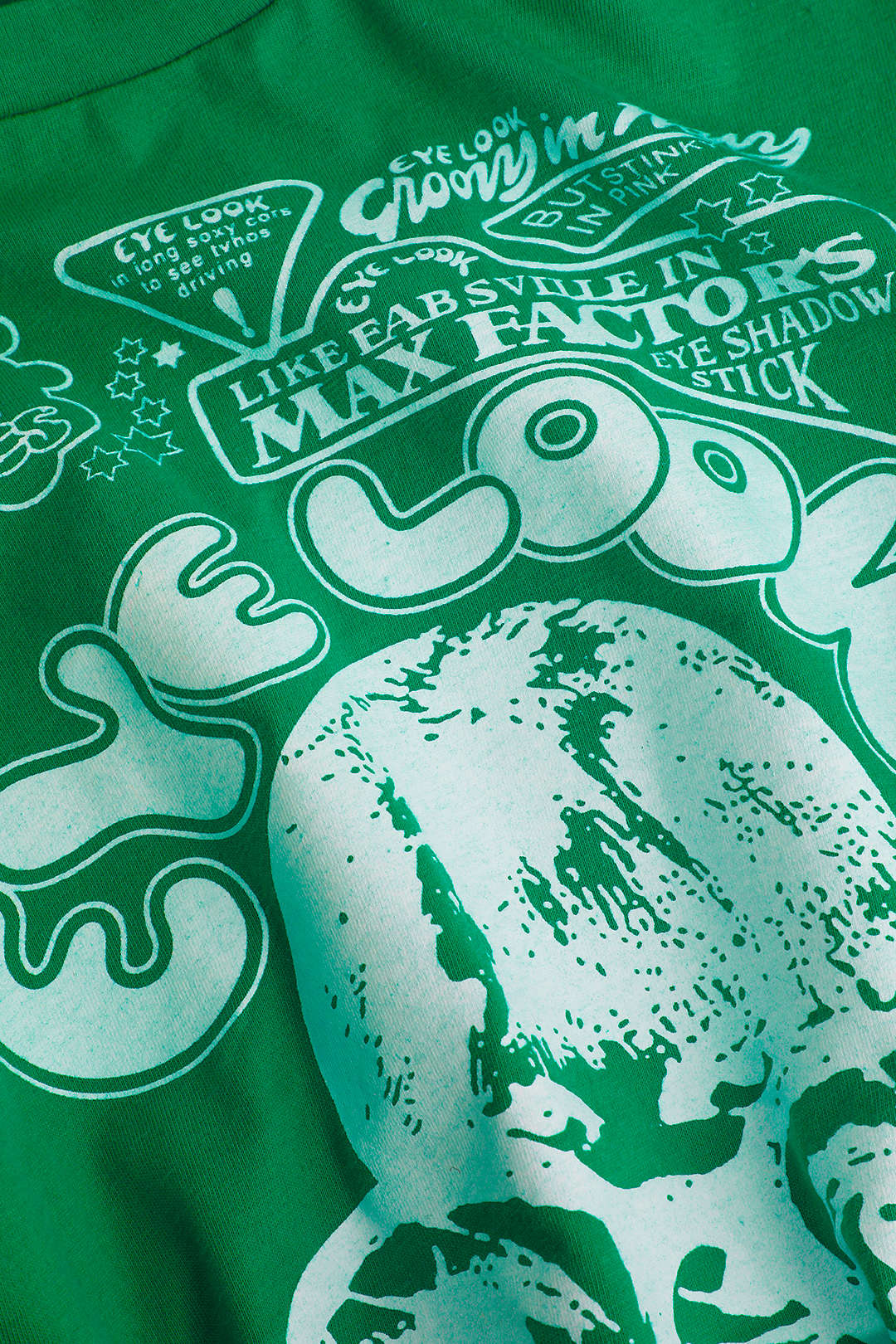 Gracelyn | Hochgekrempelte Ärmel EYE LOOK Grafikdruck Crop-T-Shirt mit Knotendetail