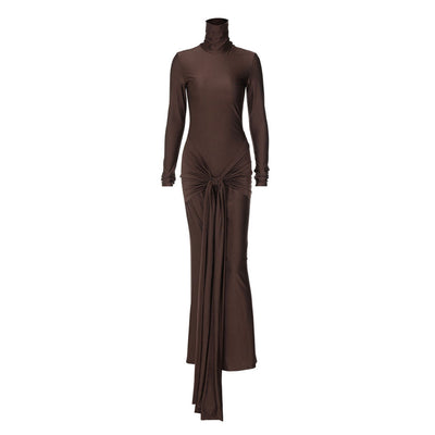 Monet - Elegantes Maxikleid mit Stehkragen und langen Ärmeln