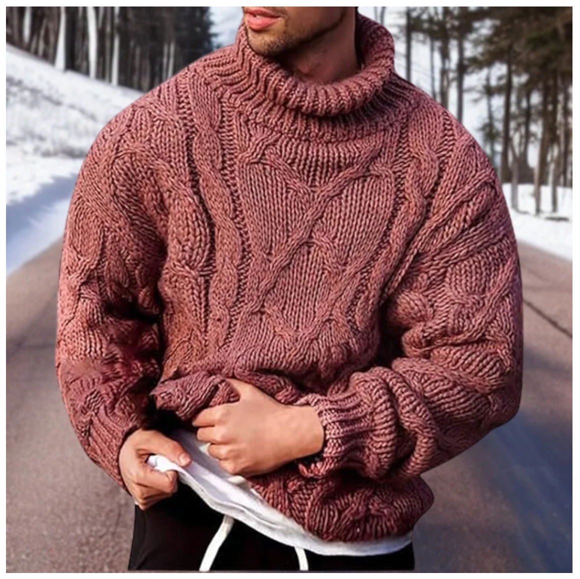 Warme gestrickte Rollkragenpullover