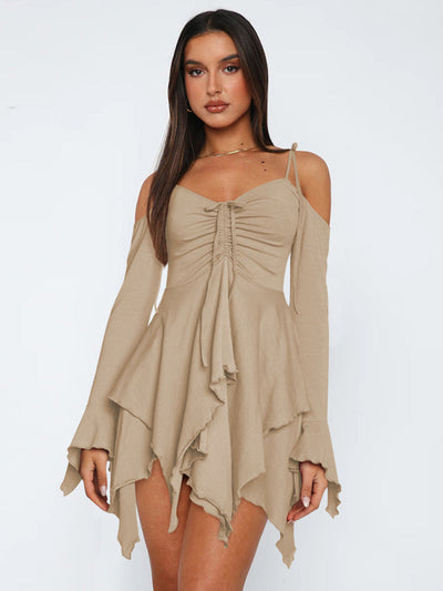 Schulterfreies Damen Sommerkleid Im Lagenlook | Mini