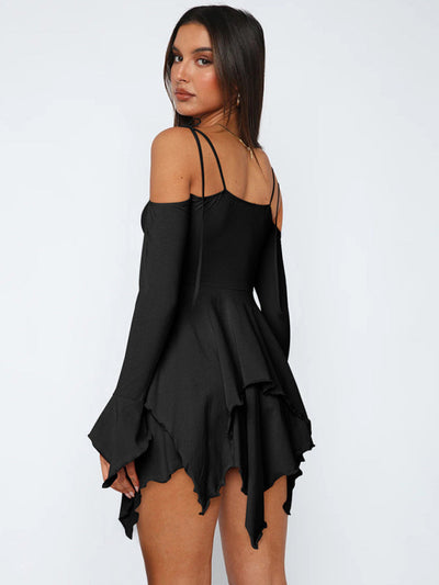 Schulterfreies Damen Sommerkleid Im Lagenlook | Mini