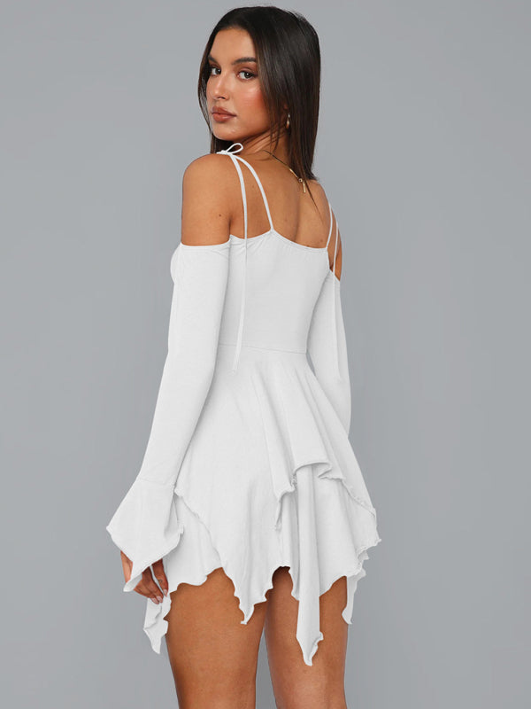 Schulterfreies Damen Sommerkleid Im Lagenlook | Mini