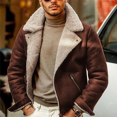 Herren Reverskragen Jacke mit Reißverschlusstaschen