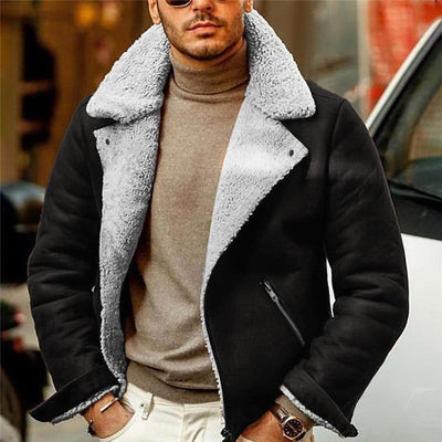 Herren Reverskragen Jacke mit Reißverschlusstaschen