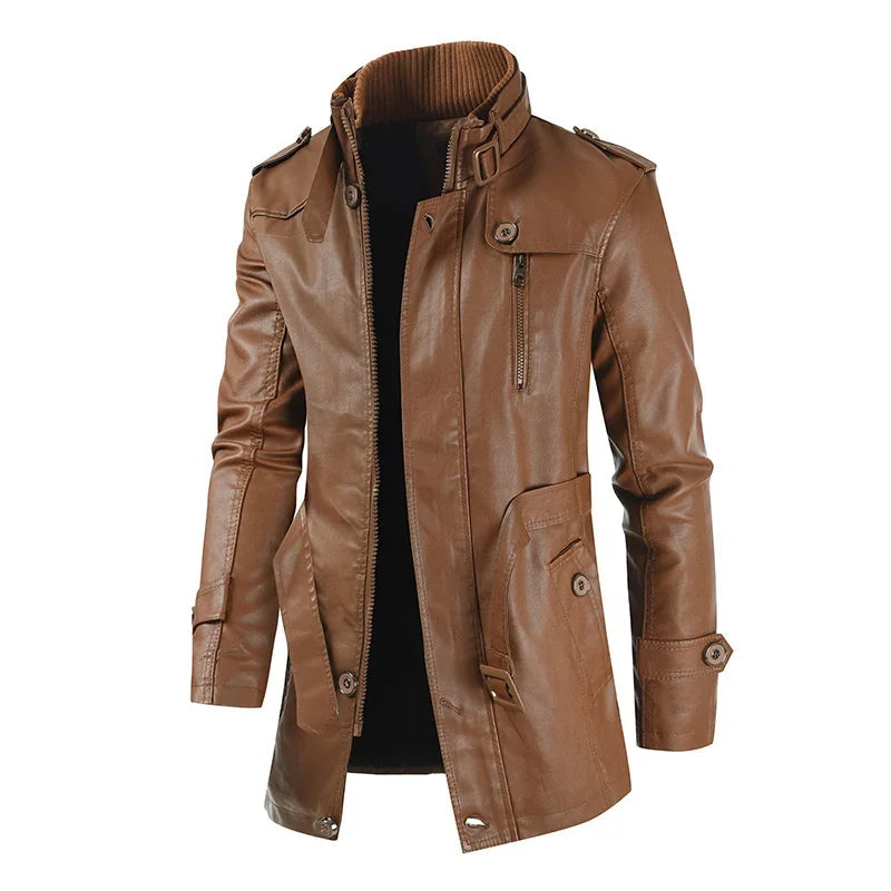 Anton® | Elegante lange Motorradjacke aus Leder