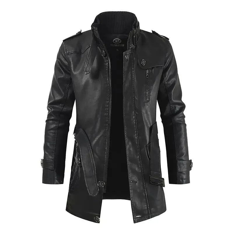 Paulin® | Elegante lange Motorradlederjacke
