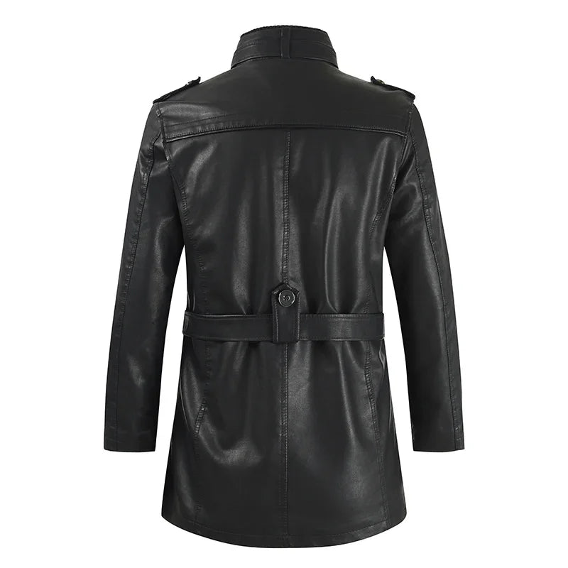 Anton® | Elegante lange Motorradjacke aus Leder