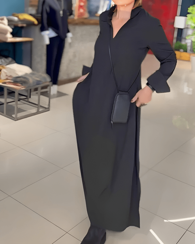 Bequemes Langarm Maxikleid