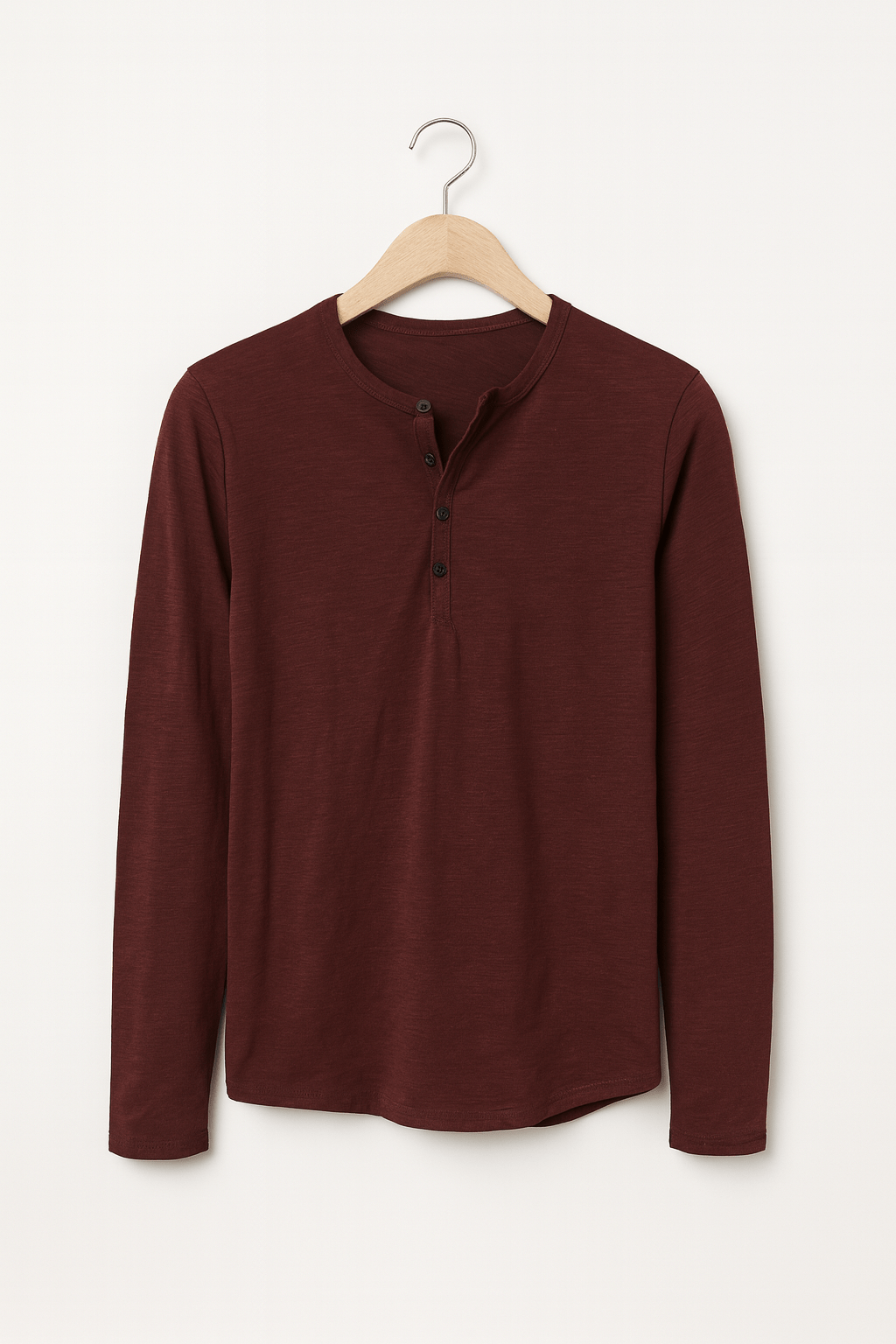 Knopfleisten Langarm Henley Shirt