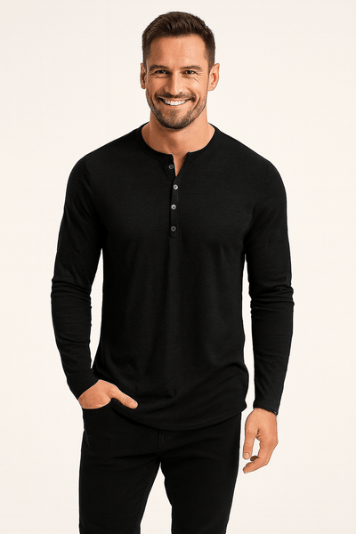 Knopfleisten Langarm Henley Shirt