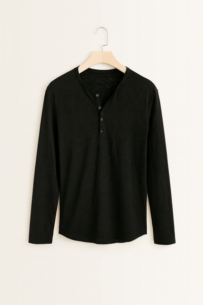 Knopfleisten Langarm Henley Shirt