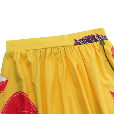 Damen Blumen Print Hochtaillierter Stylischer Rock | Maxi