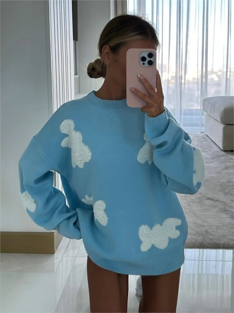 Übergroßer Pullover mit Herzmotiv für Damen