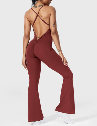 Serafina | Backless Flare Jumpsuit mit verstellbaren Trägern